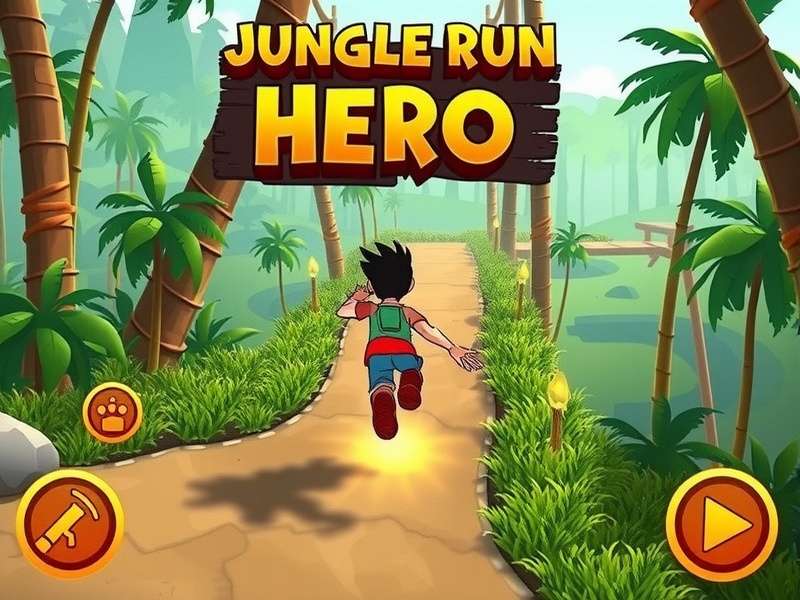 Jungle Run Hero gameplay screenshot showing character running through jungle